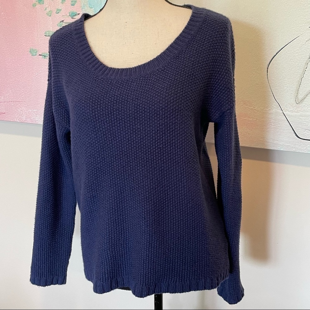 MADEWELL WALLACE HONEYCOMB SWEATER SLIGHTLY BOXY NAVY Sz Small Wool 97966.